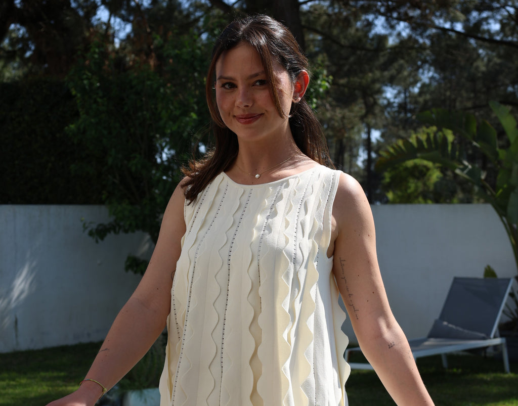 Vestido Ondas Estruturadas - Branco