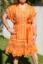 Vestido Luz Suspensa - Laranja