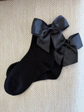 Meias Laço Velado  - Pretas com Laço Preto