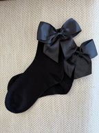 Meias Laço Velado  - Pretas com Laço Preto