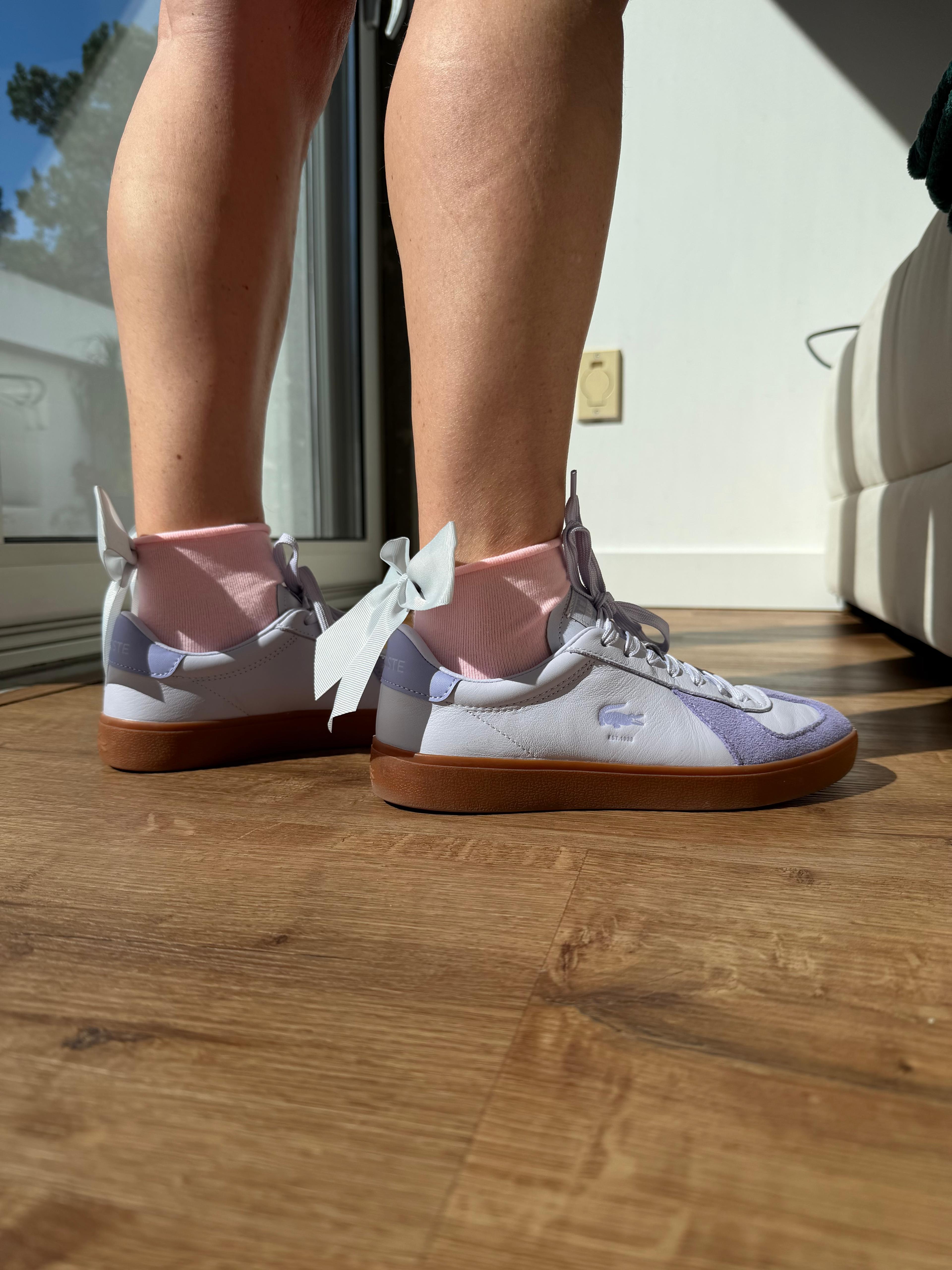 Meias Laço Velado  - Rosa Claro com Laço Cinza Claro