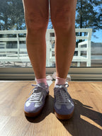 Meias Laço Velado  - Rosa Claro com Laço Cinza Claro