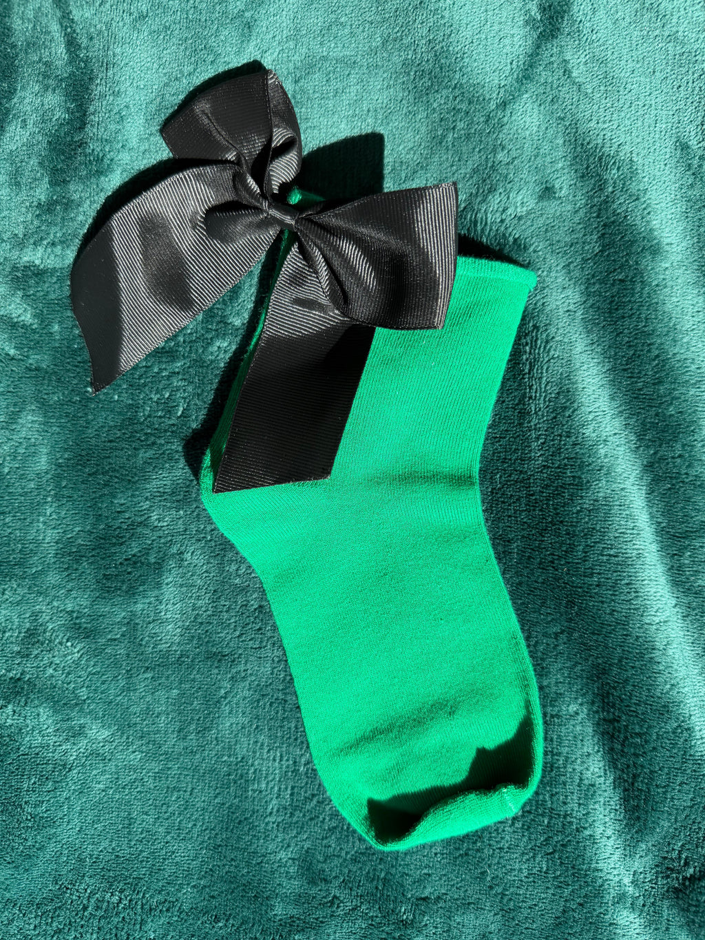 Meias Laço Velado  - Verdes com Laço Preto