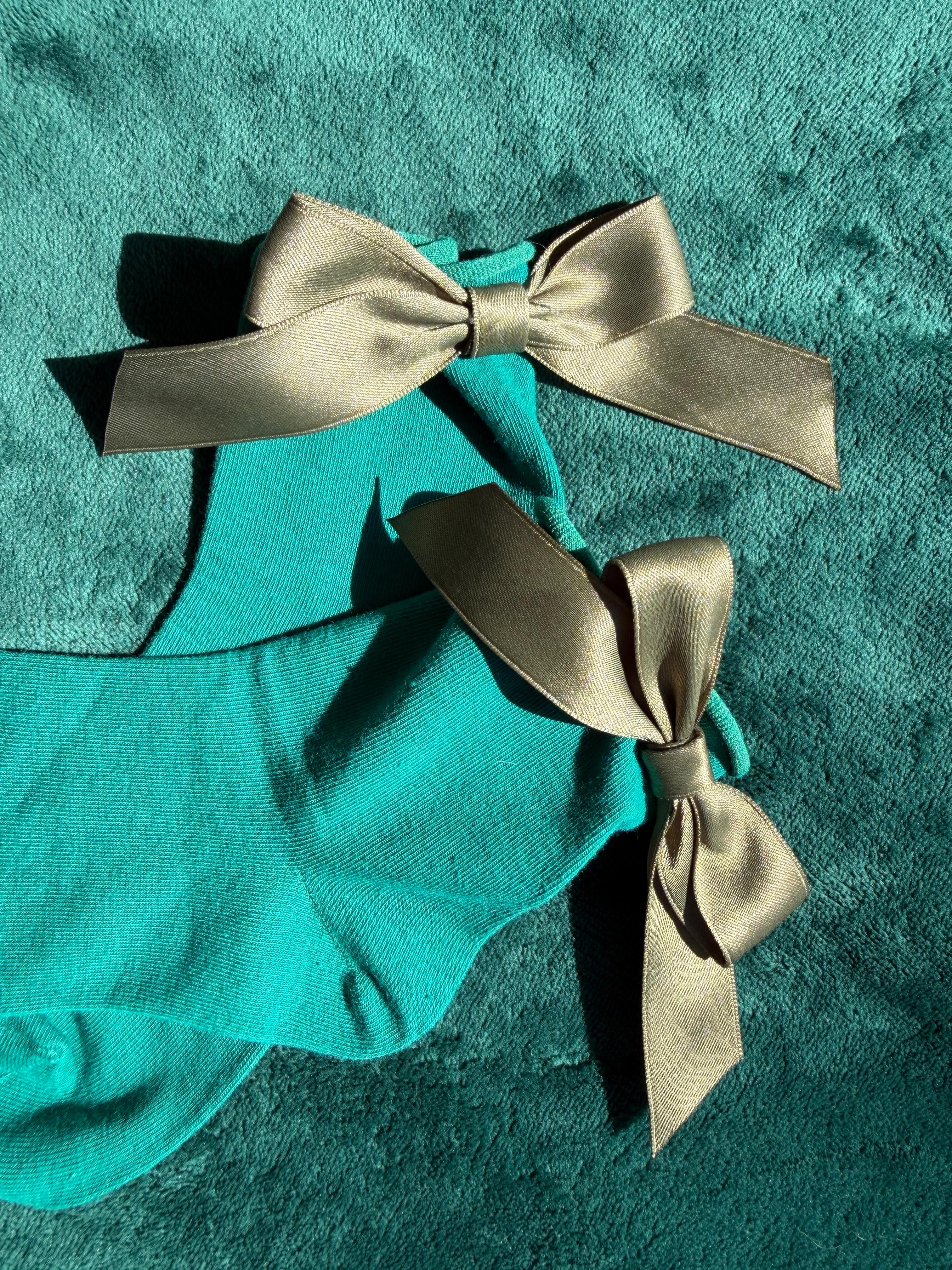 Meias Laço Velado  - Verdes com Laço Verde Seco