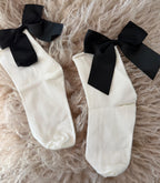 Meias Laço Velado  - Brancas com Laço Preto