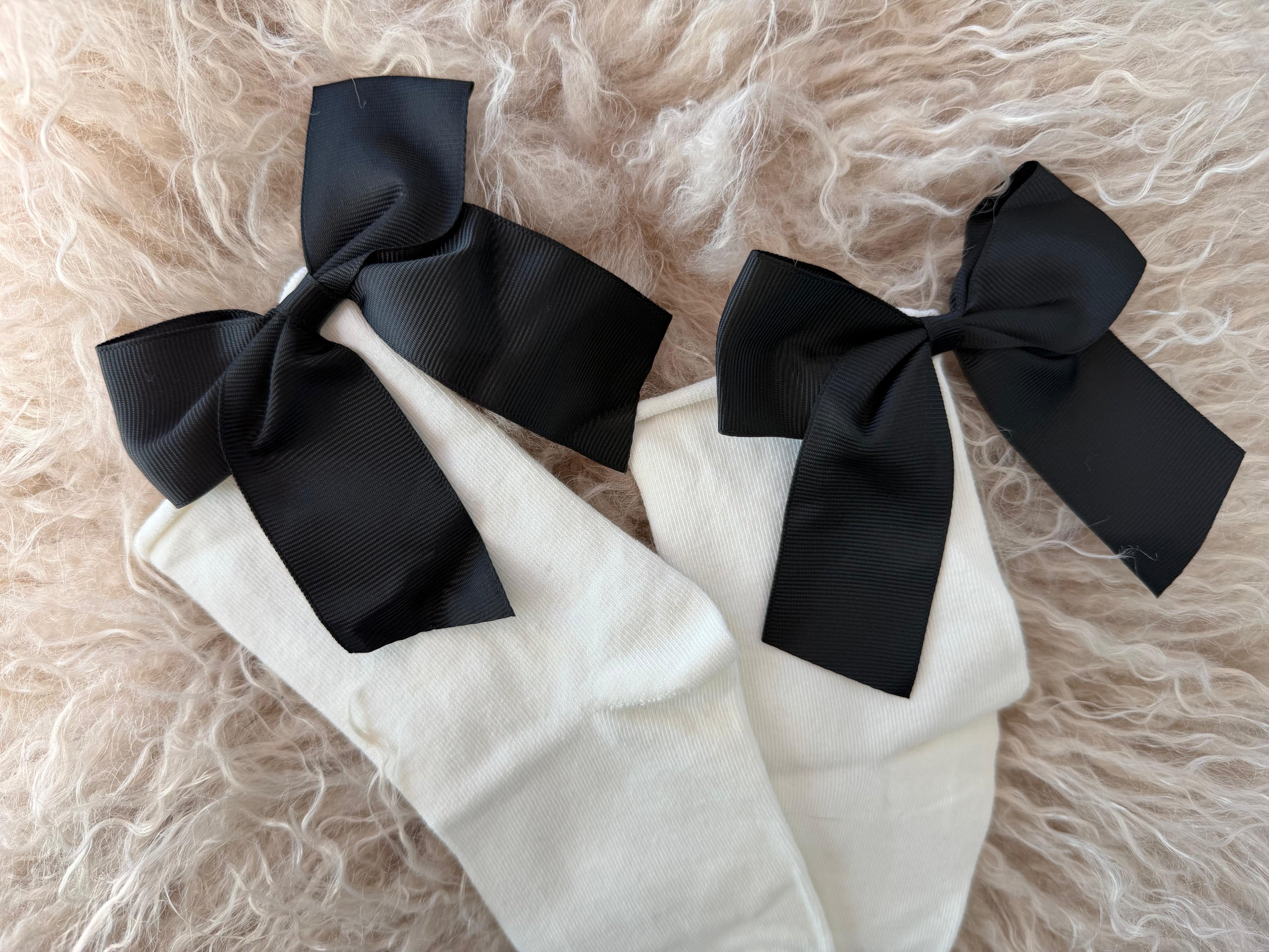 Meias Laço Velado  - Brancas com Laço Preto