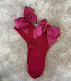 Meias Laço Velado  - Bordeaux com Laço Bordeaux