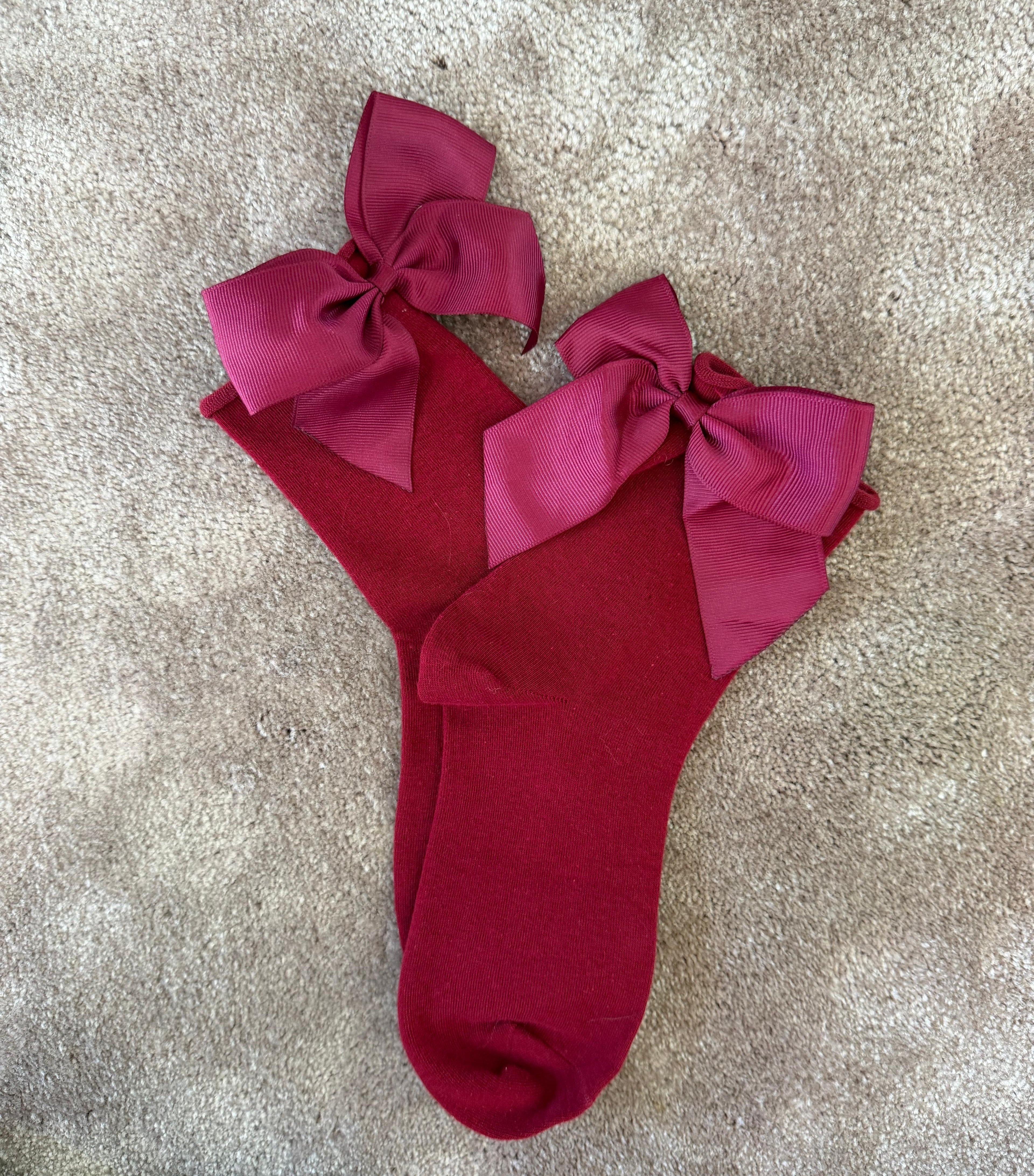 Meias Laço Velado  - Bordeaux com Laço Bordeaux