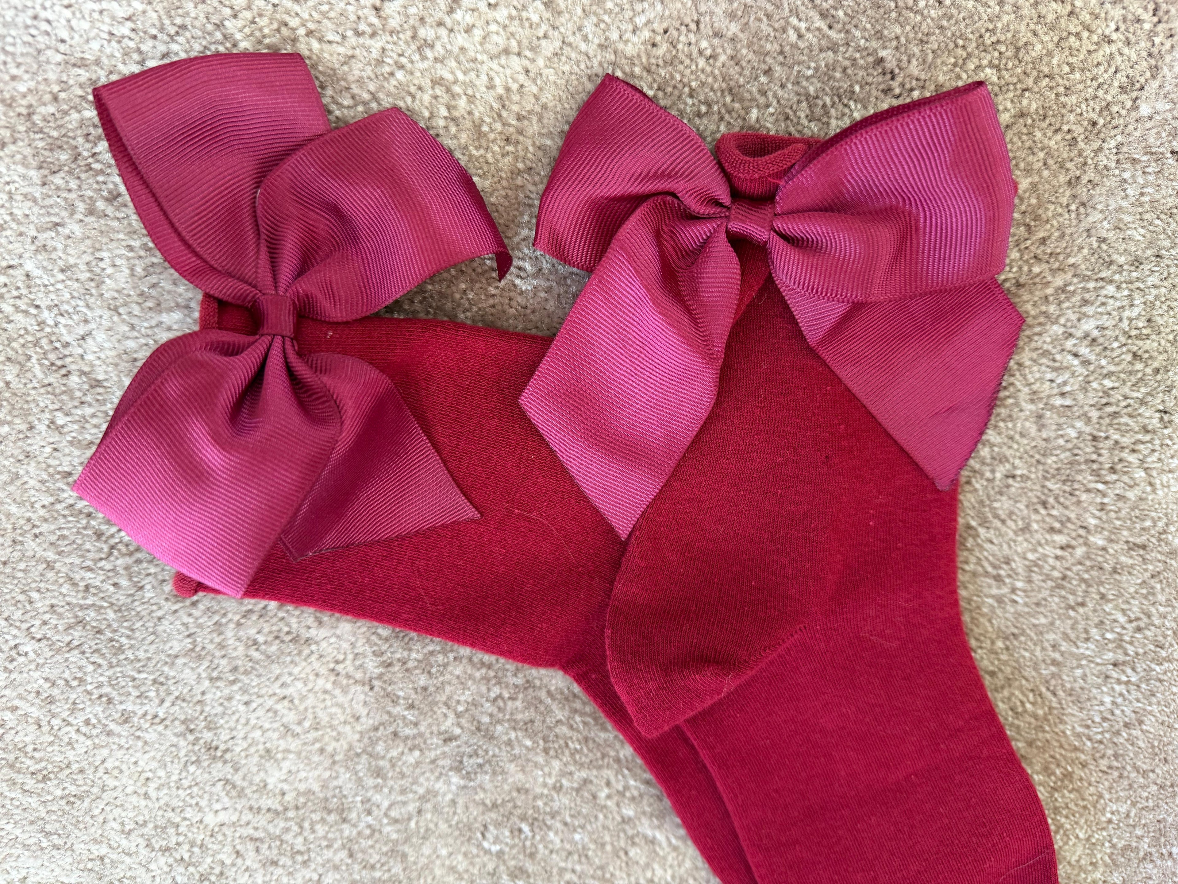 Meias Laço Velado  - Bordeaux com Laço Bordeaux