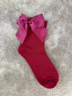 Meias Laço Velado  - Bordeaux com Laço Bordeaux