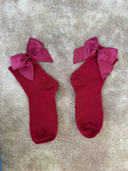 Meias Laço Velado  - Bordeaux com Laço Bordeaux