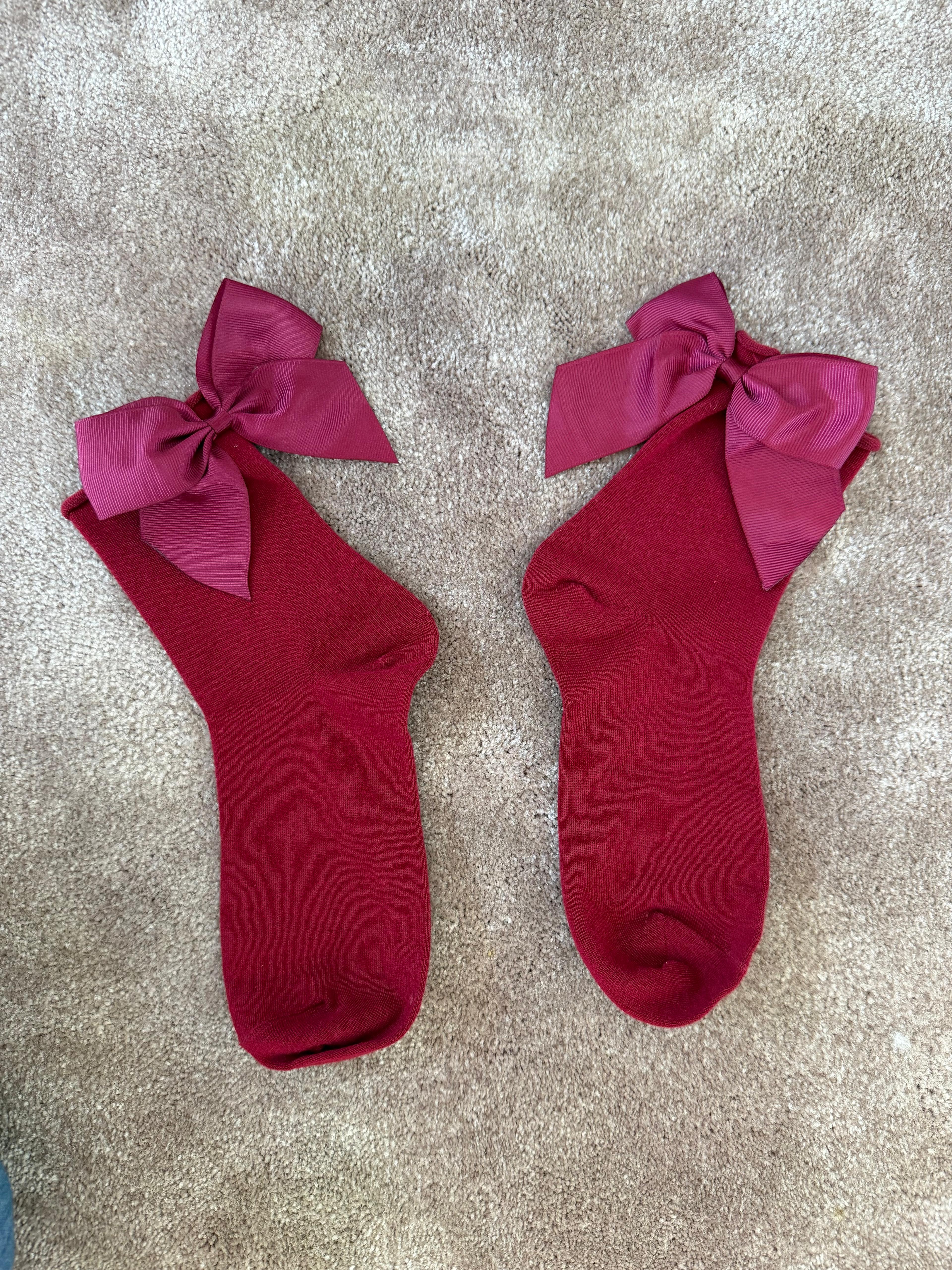 Meias Laço Velado  - Bordeaux com Laço Bordeaux