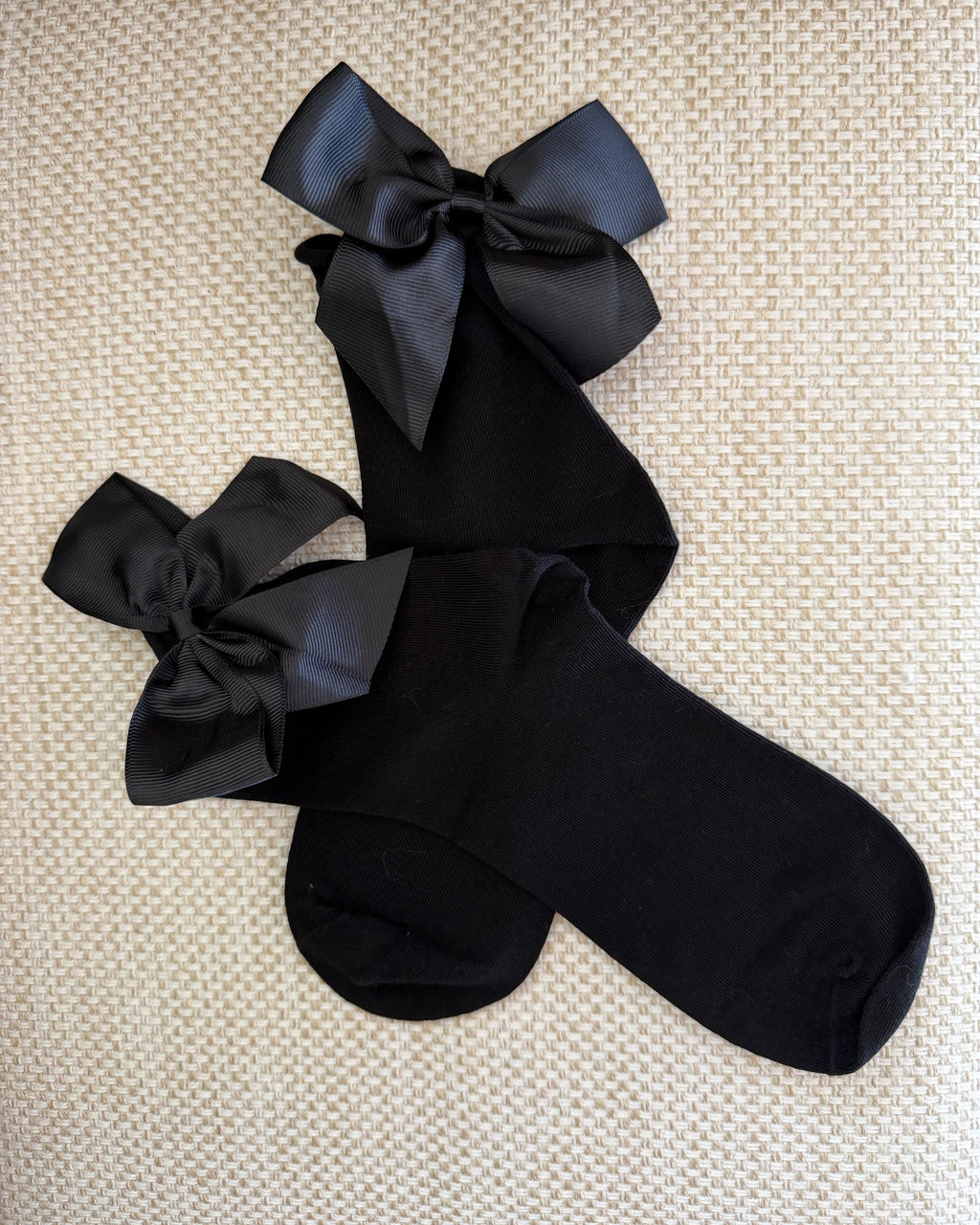 Meias Laço Velado  - Pretas com Laço Preto