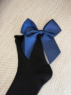 Meias Laço Velado  - Pretas com Laço Azul Escuro