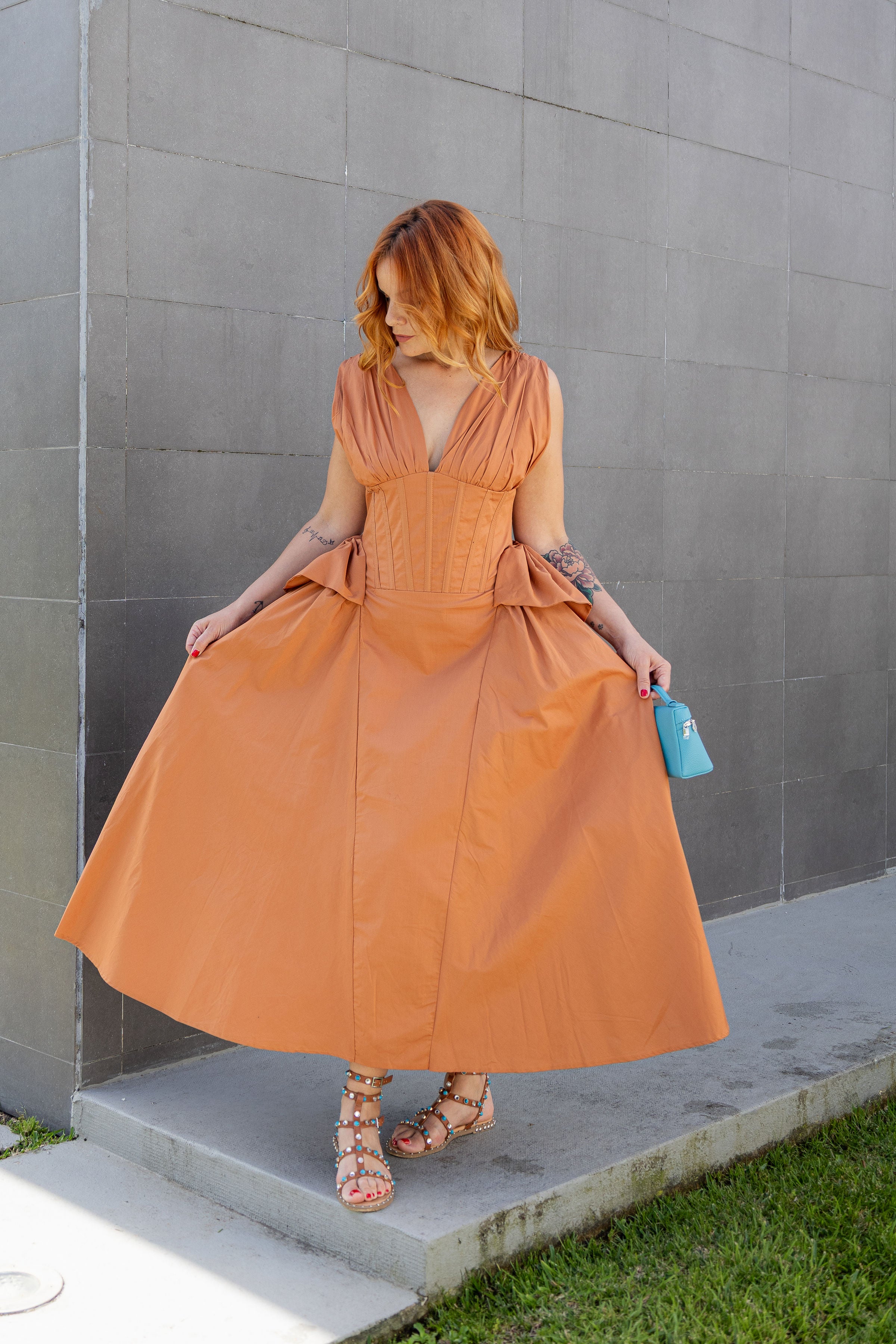 Vestido Trajetória - Castanho