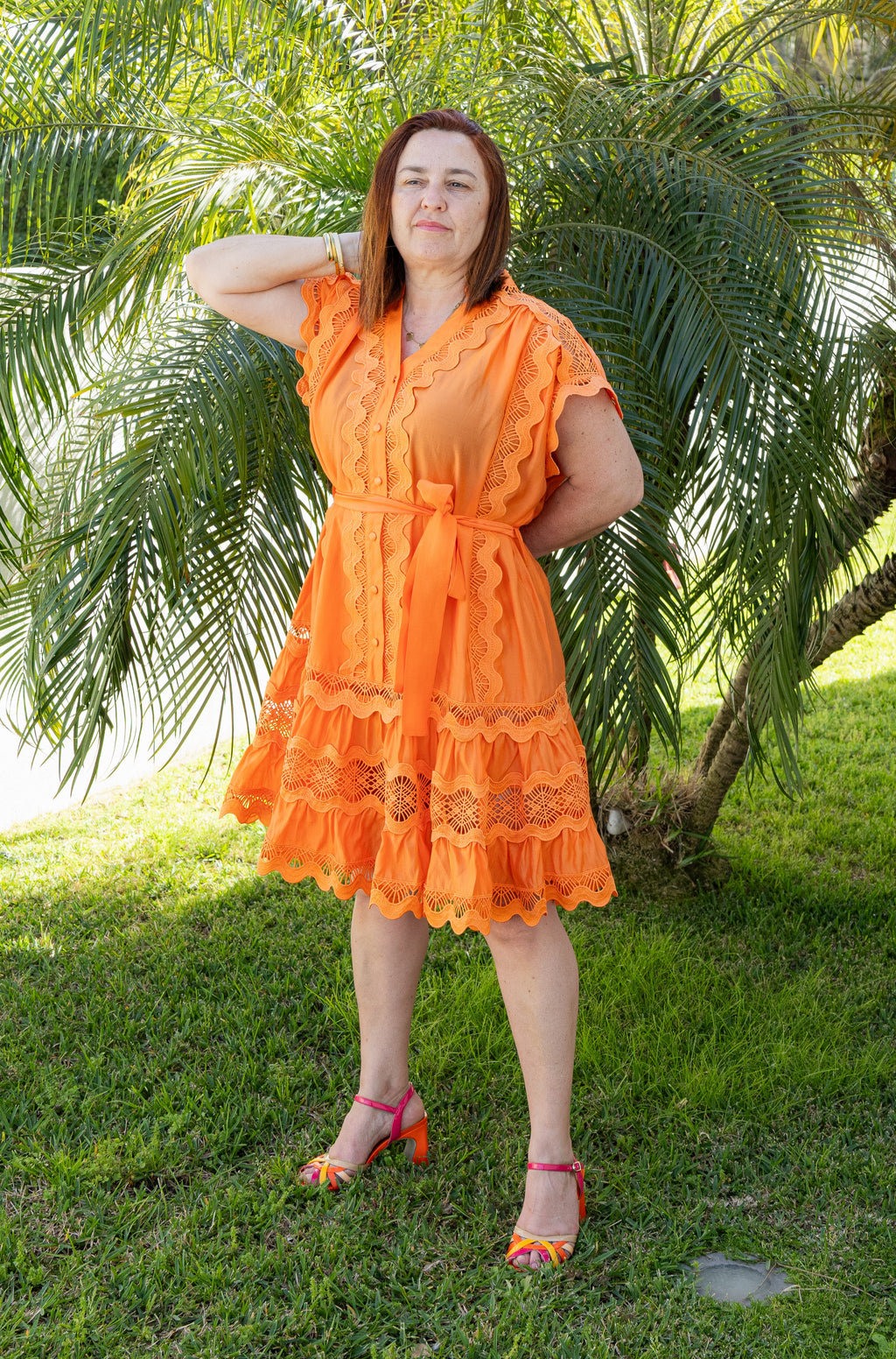 Vestido Luz Suspensa - Laranja