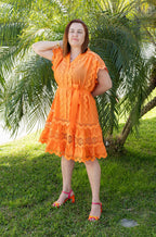 Vestido Luz Suspensa - Laranja