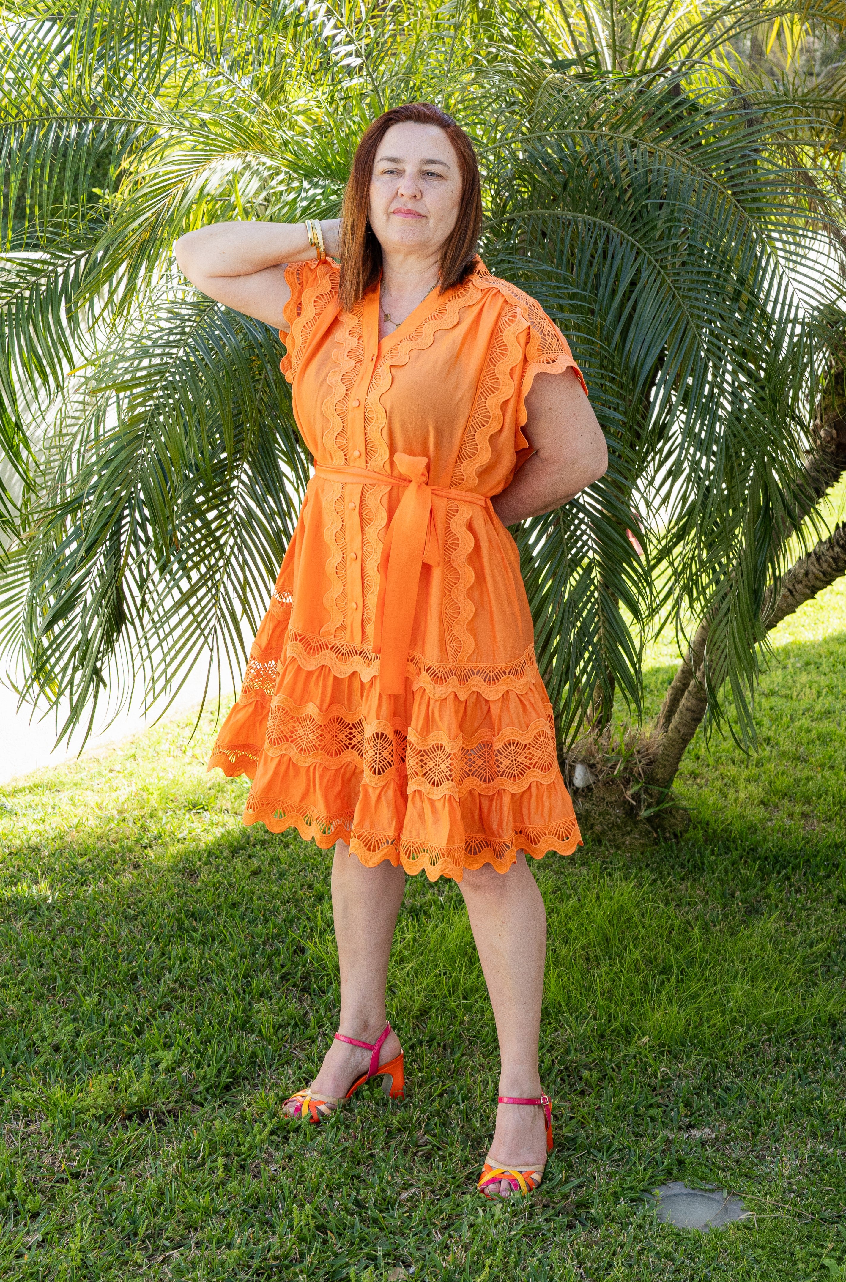 Vestido Luz Suspensa - Laranja