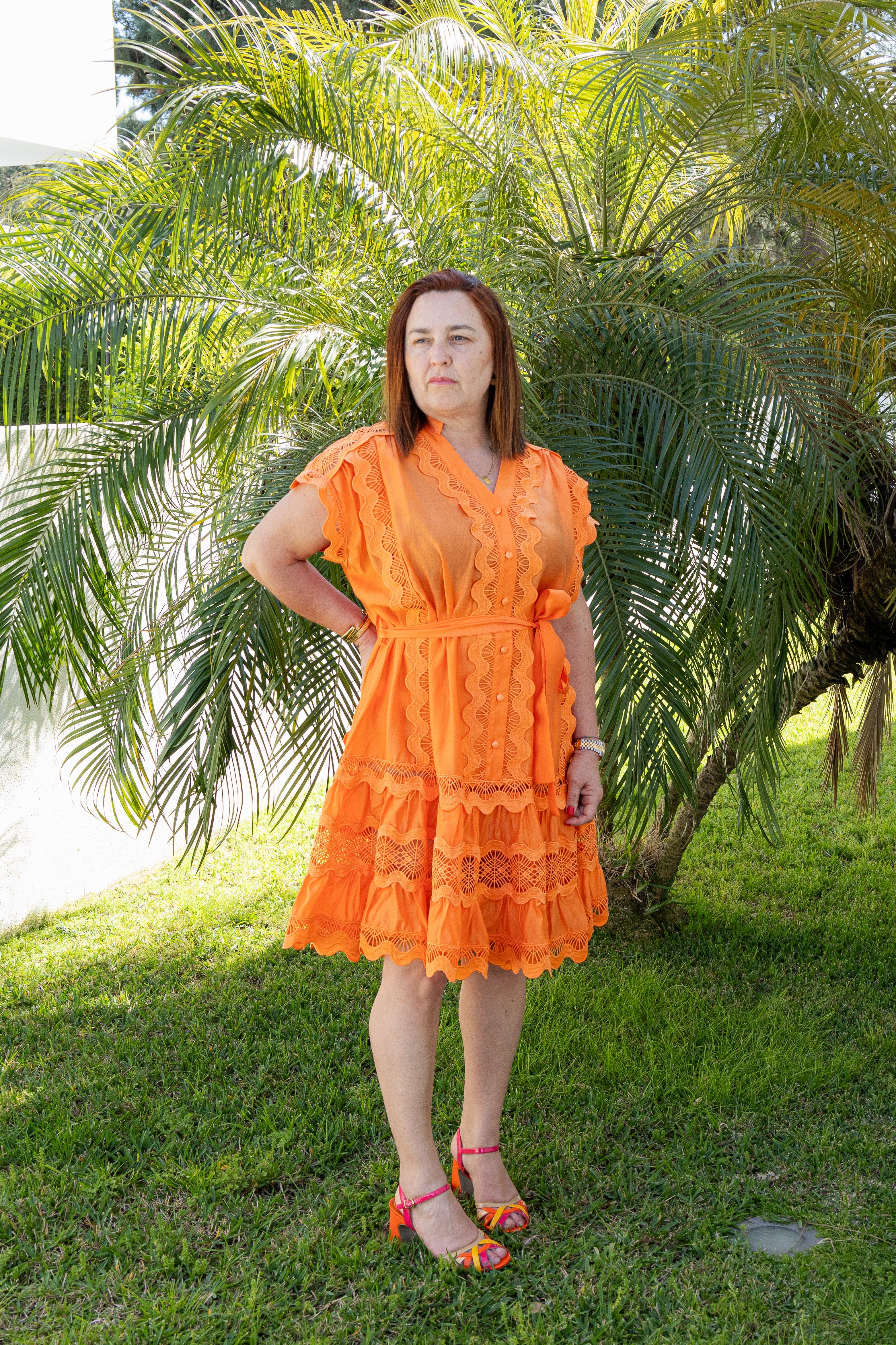 Vestido Luz Suspensa - Laranja