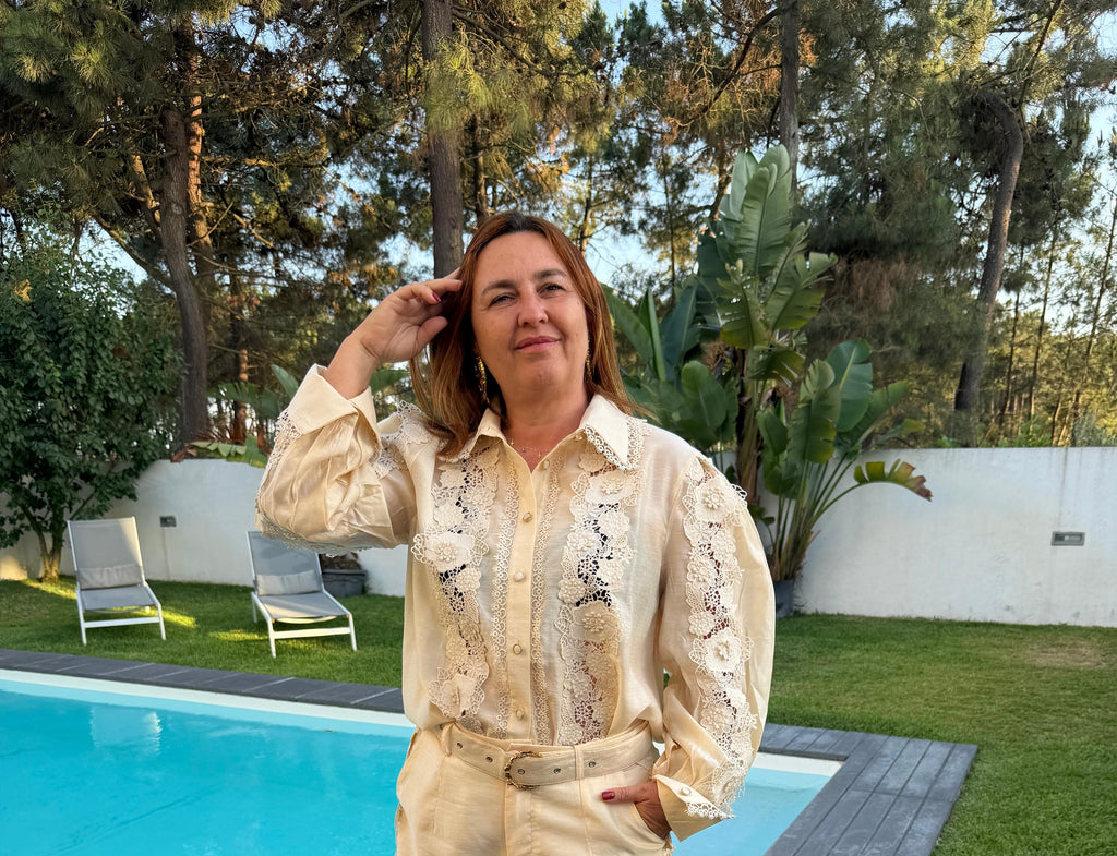 Camisa Bordado - Bege